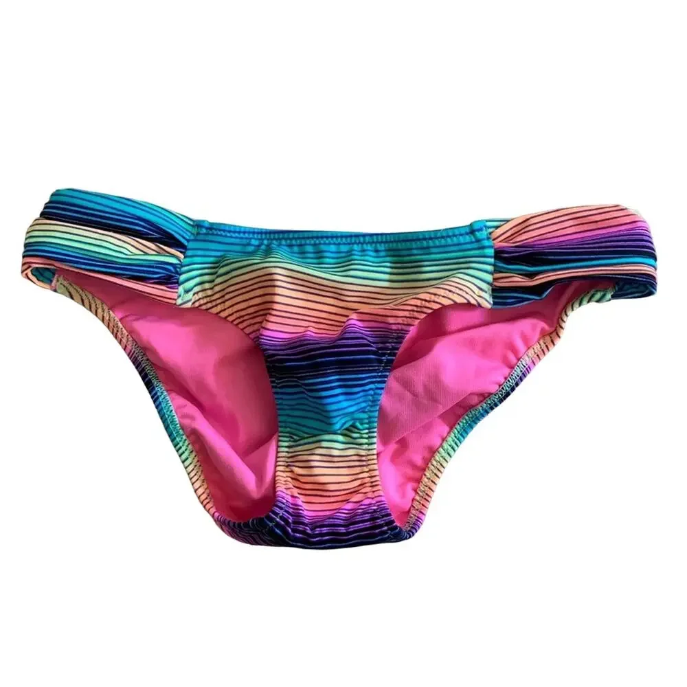 Victoria's Secret Hipster Bikini Bottom Mulitcolored‎ Striped Women's Size XS